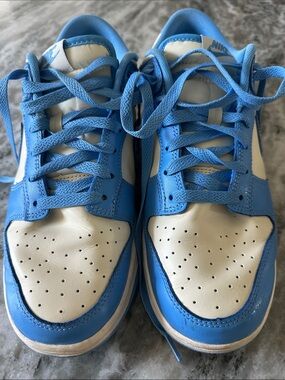 Nike Mens Low Dunk Sneakers White and Light Blue